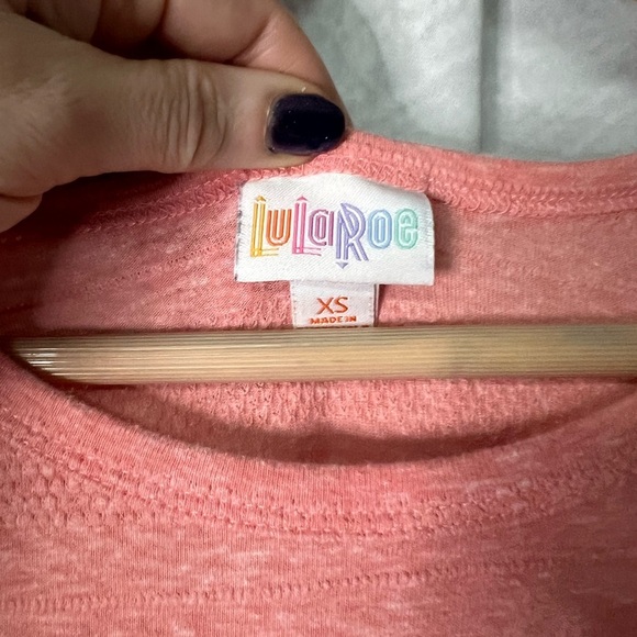 LuLaRoe Carly Short Sleeve Swing Dress in Coral with High-Low Hem - XS - Picture 8 of 11